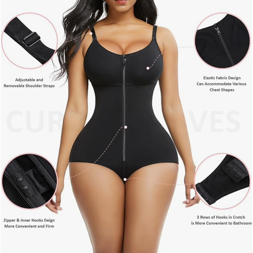Colombianas Body Shaper Tummy Control Shapewear Zipper Full Bust Corset Bodysuits