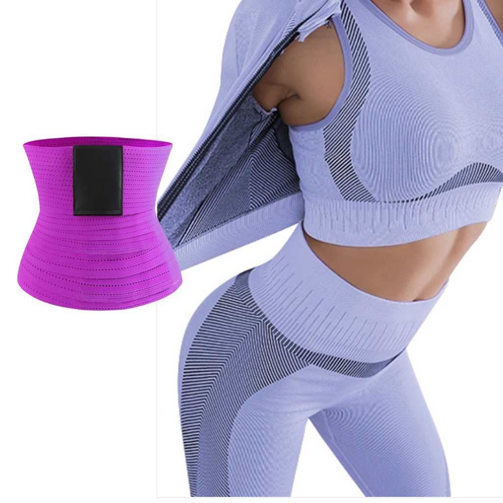4 PIECE Blue Long Sleeve Top Sports Bra And Leggings Stretchy WITH WAIST SNATCHER - Snatch Bans