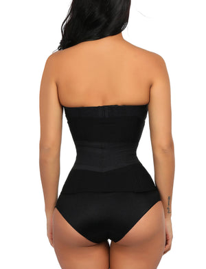 Ultra Black Plus Size 16 Steel Boned Waist Trainer Bandage High-Compression - Snatch Bans