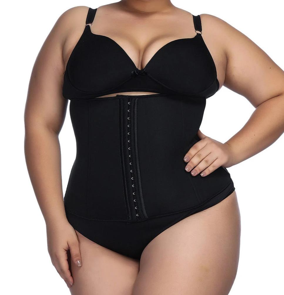 Shimmer Black Neoprene Plus Waist Shaper 9 Steel Bones Slim Waist - Snatch Bans