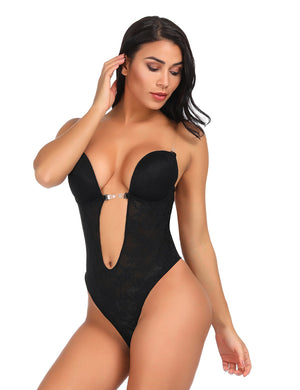 Sheer Black Underwire Lace Body Shaper Transparent Straps Stretch - Snatch Bans