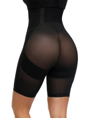 Black Sheer Mesh Large Size Butt Lift Shapewear Pants Cellulite Reducing - Snatch Bans