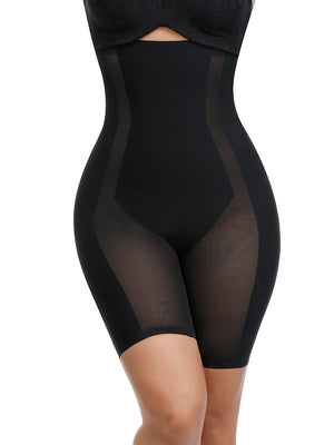 Black Sheer Mesh Large Size Butt Lift Shapewear Pants Cellulite Reducing - Snatch Bans