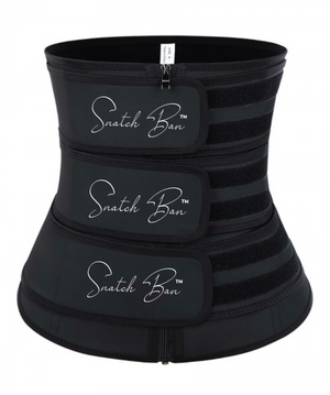 LATEX BEST QUALITY- Black Triple Belt Latex Waist Trainer Big Size Highest Compression - Snatch Bans
