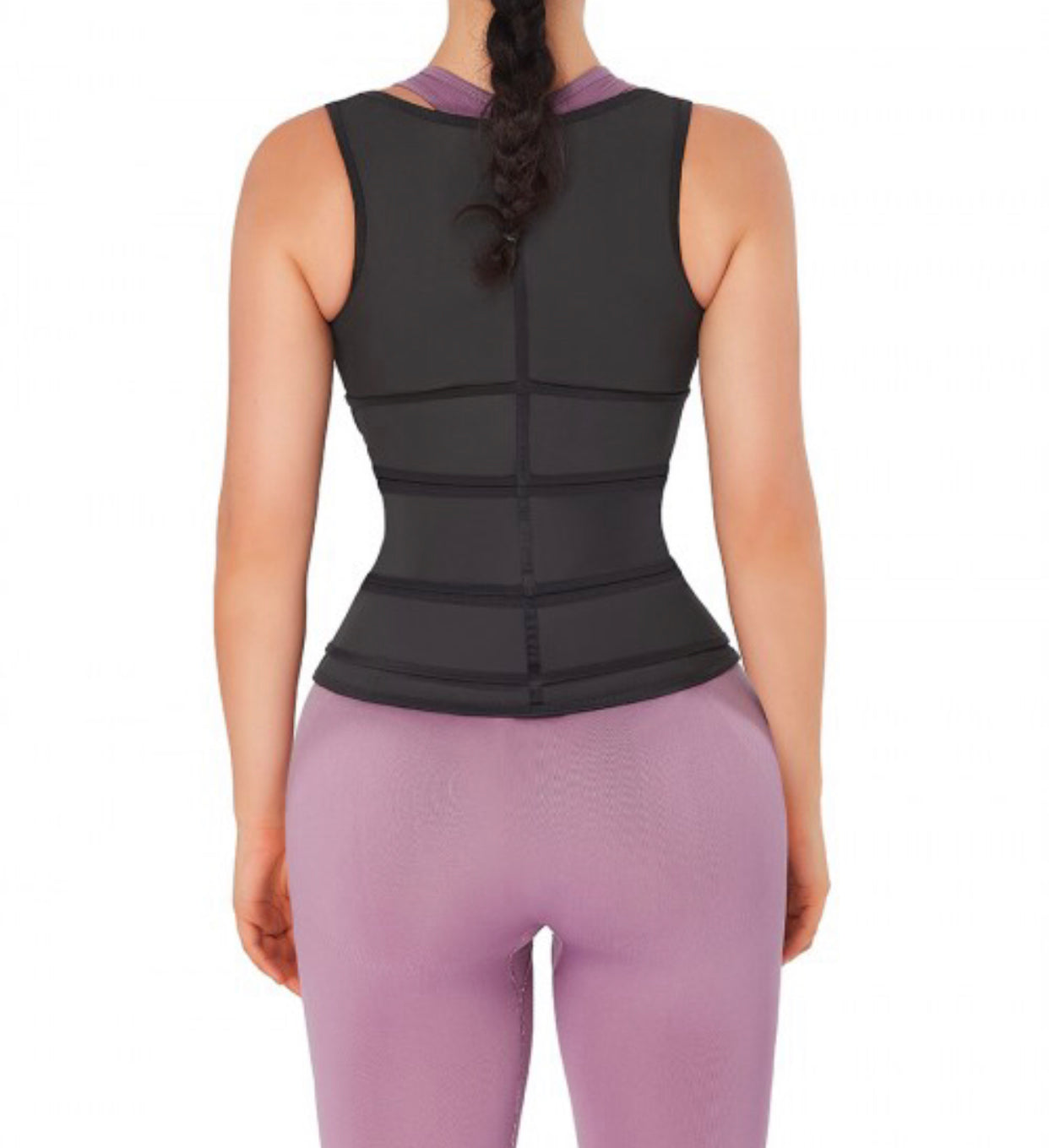 100% LATEX Smooth Silhouette Black Latex Waist Trainer Vest Three Belts - Snatch Bans