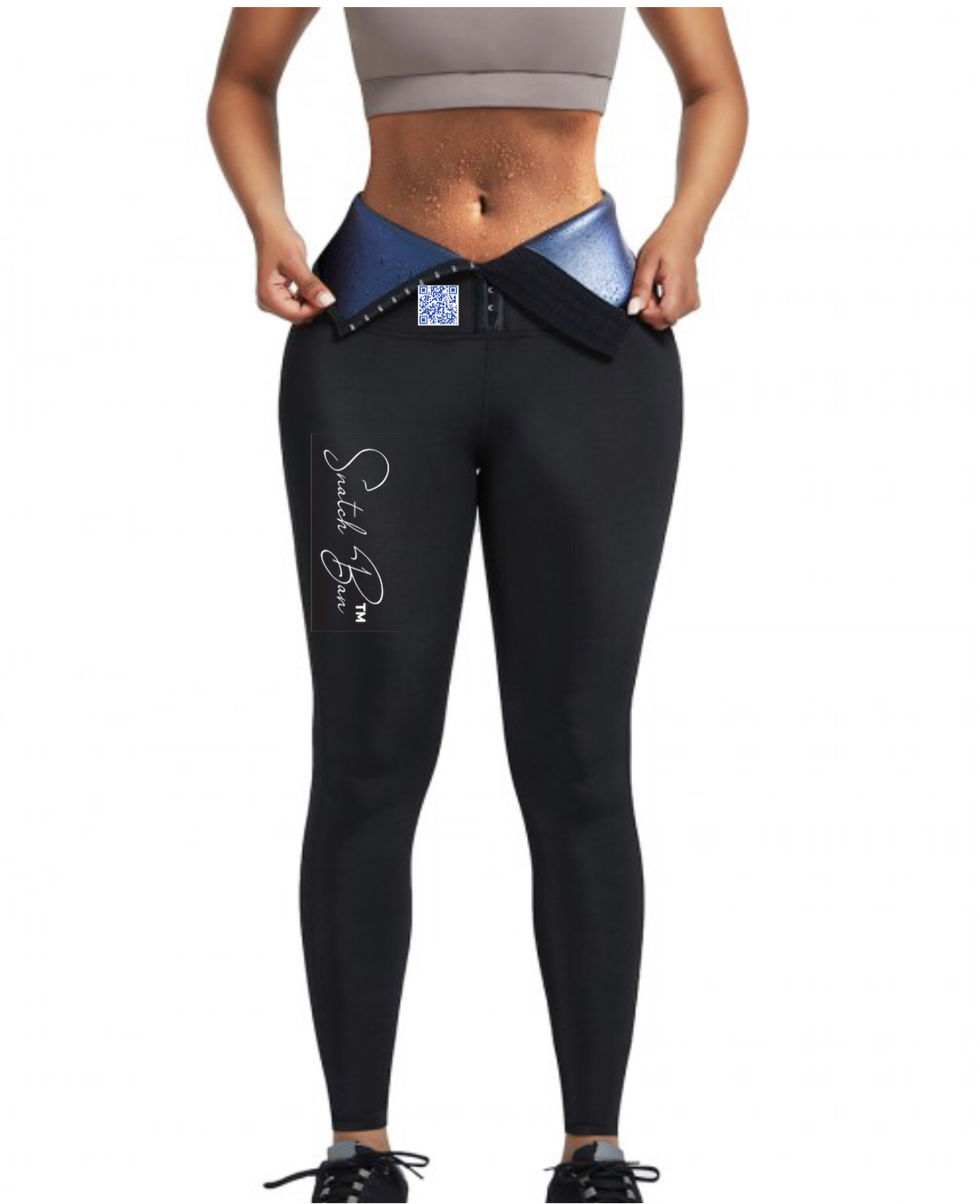 Dark Blue Neoprene Leggings Shaper 3 Rows Hooks High Rise Figure Slimmer - Snatch Bans