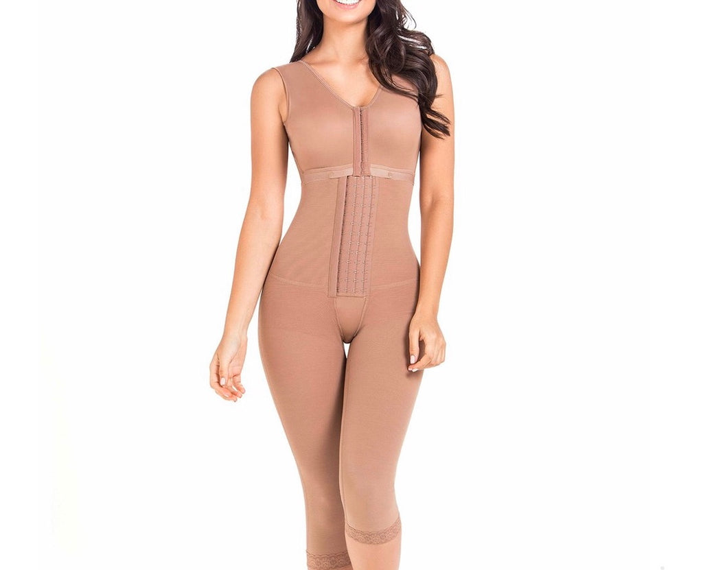 Colombian Postpartum Full Body Body Shaper for Women | Knee Length & Bra STAGE 1 CAT1 - Snatch Bans