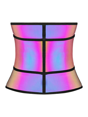 Rainbow Reflective Latex Waist Trainer Compression Silhouette - Snatch Bans