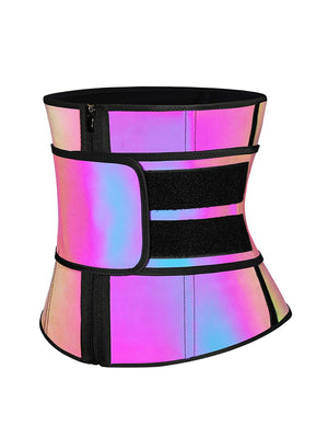 Rainbow Reflective Latex Waist Trainer Compression Silhouette - Snatch Bans