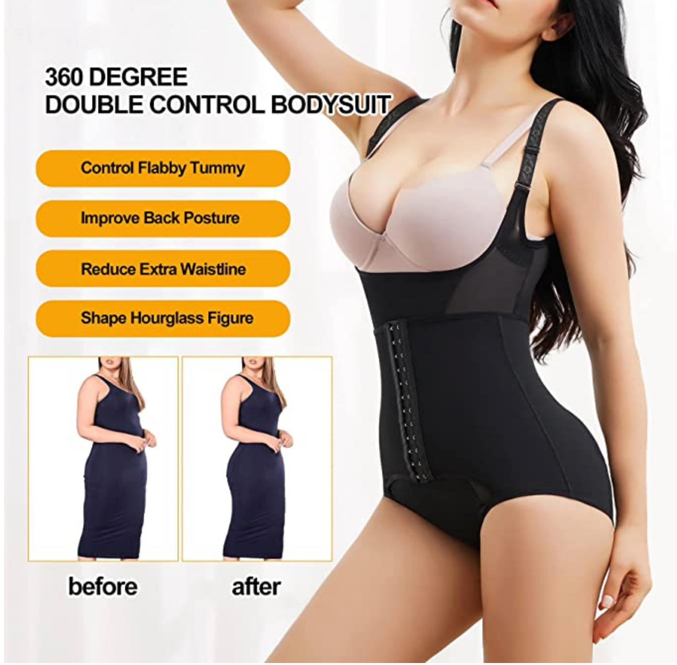 Women's Plus Size Full Body Shaper Waist Trainer Slimming Tummy Control  Shapewear Bodysuit XL-3XL