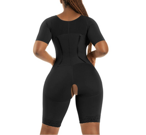 EXTRA SMALL WAIST Colombian SUPER SNATCHED 2 PIECE Compression Garment for Women | Post Surgery Use | With Sleeves and Built-in Bra - Snatch Bans