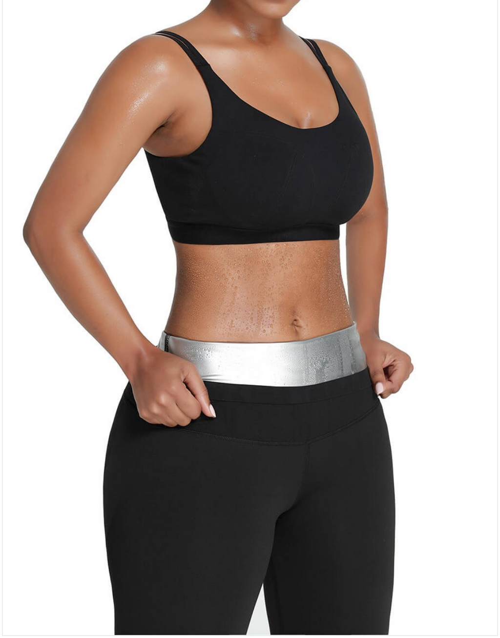 Pre ORDER NOW SELLING OUT Black Silver Film Sweat Pants Butt Lifter Fat Burning High Elasticity For Workout - Snatch Bans