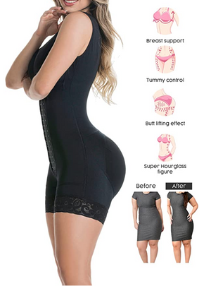 Shapewear Women's Tummy Control Pajamas Postoperative Compression Shapewear  With Open Crotch