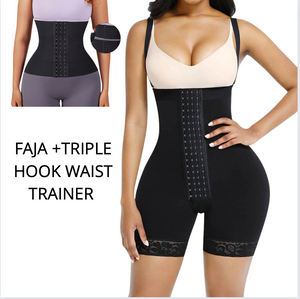 Dreamy Stage 2 NO COMPRESSION ON BUTT Black Butt Lifter Waist Shaper Super Comfy With 2 Steel Bones with Triple waist snatcher - Snatch Bans