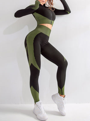 Modern Fit Pink Sports Top Zipper And High Waist Pants Slimming Fit - Snatch Bans
