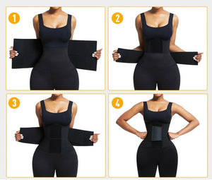 Tisha EXTREME SNATCH  Long Black Plus Size Full Body Shaper With Open Crotch Slimming Wai - Snatch Bans