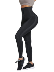 Dark Blue Neoprene Leggings Shaper 3 Rows Hooks High Rise Figure Slimmer - Snatch Bans