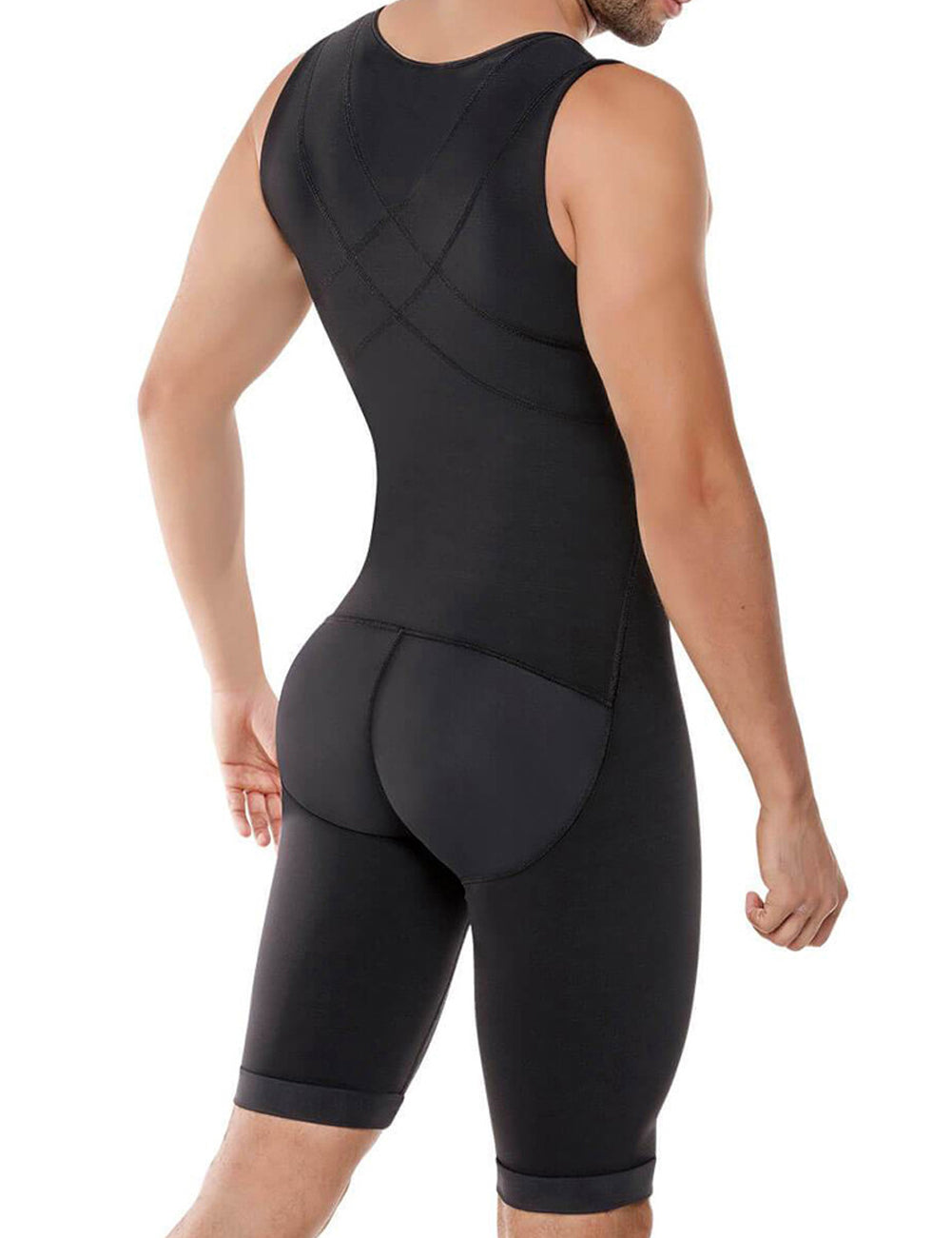 Sensual Curves Black Plus Size Men Zip Hooks Body Shapewear Slim Fashion - Snatch Bans