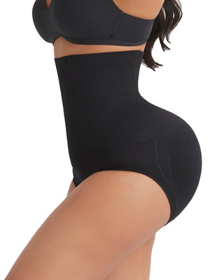 High Elasticity Black High Waist Butt Lifter Panties With Pad - Snatch Bans