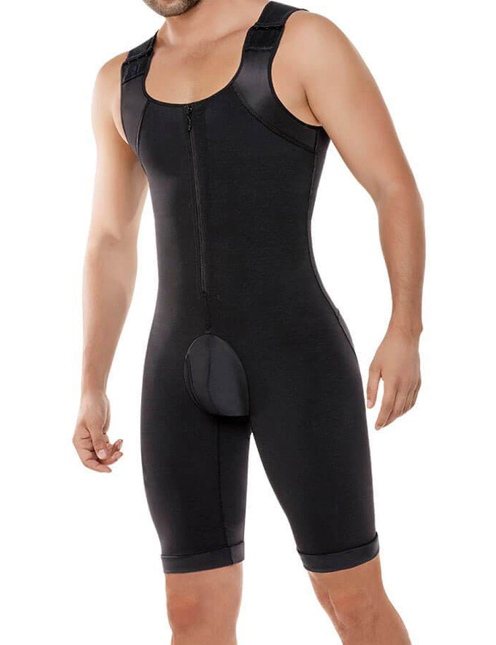 Sensual Curves Black Plus Size Men Zip Hooks Body Shapewear Slim Fashion - Snatch Bans