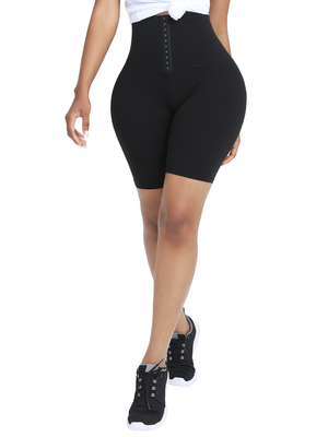 PRE ORDER NOW Angela 20 Black High Waist 2-In-1 Waist Trainer Shorts Mid-Thigh Compression - Snatch Bans