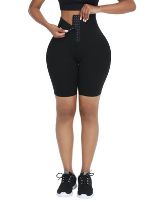 PRE ORDER NOW Angela 20 Black High Waist 2-In-1 Waist Trainer Shorts Mid-Thigh Compression - Snatch Bans