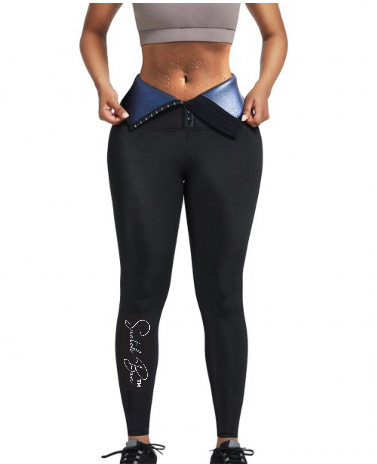 Dark Blue Neoprene Leggings Shaper 3 Rows Hooks High Rise Figure