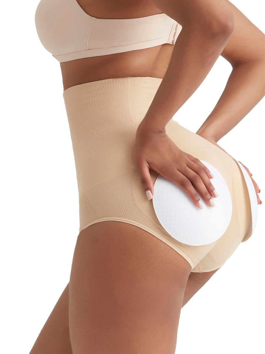 High Elasticity Black High Waist Butt Lifter Panties With Pad - Snatch Bans