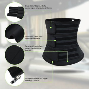 LATEX BEST QUALITY- Black Triple Belt Latex Waist Trainer Big Size Highest Compression - Snatch Bans