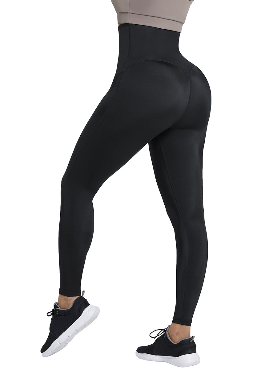 Dark Blue Neoprene Leggings Shaper 3 Rows Hooks High Rise Figure Slimmer - Snatch Bans